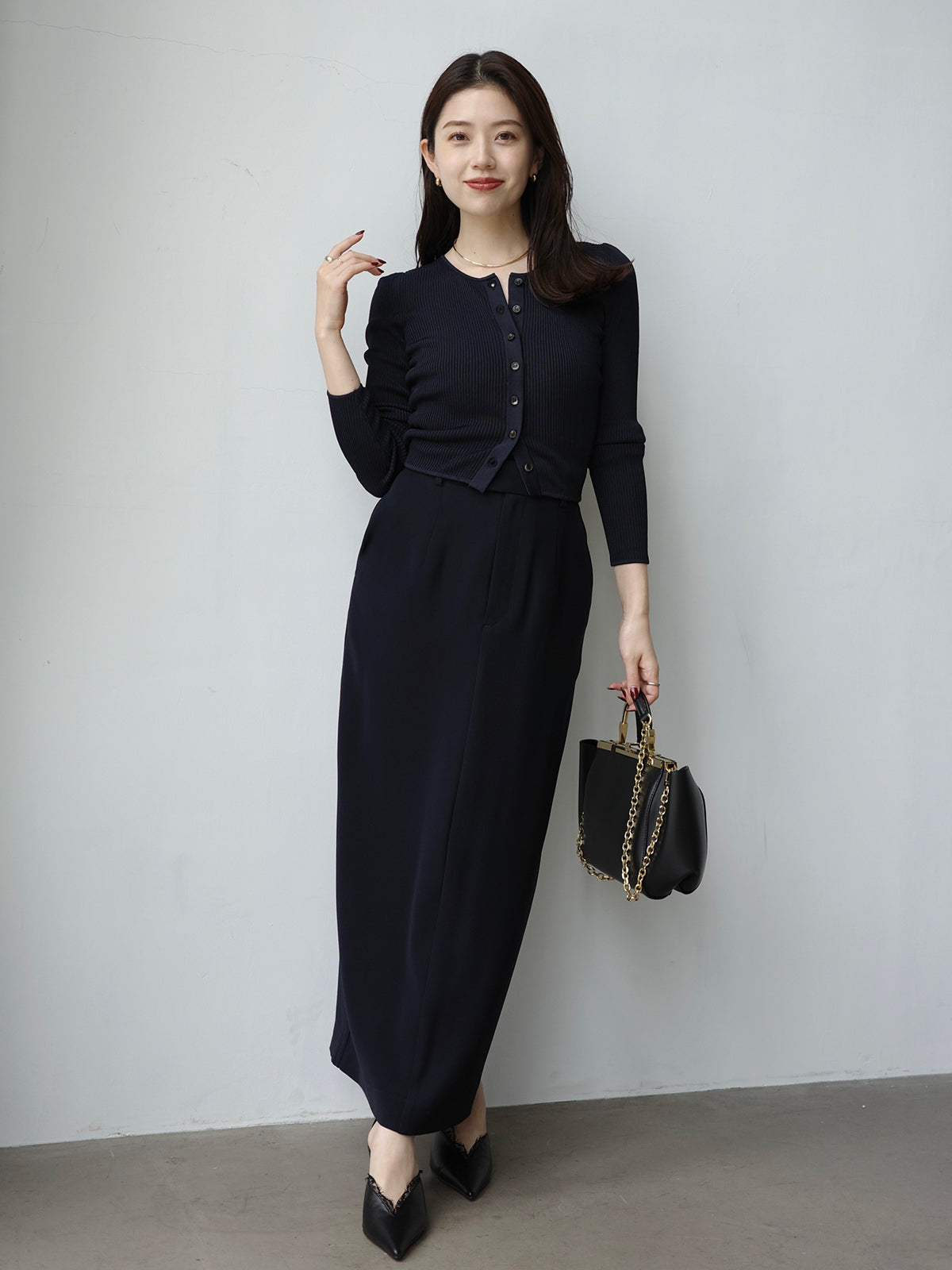 リュクスビスコースリブニットカーディガン