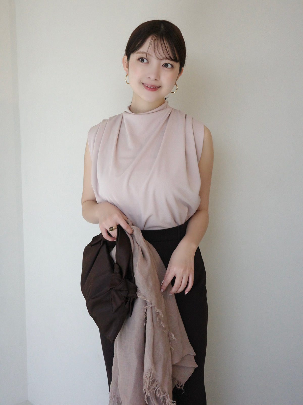 トリアセギャザードレープカットトップス