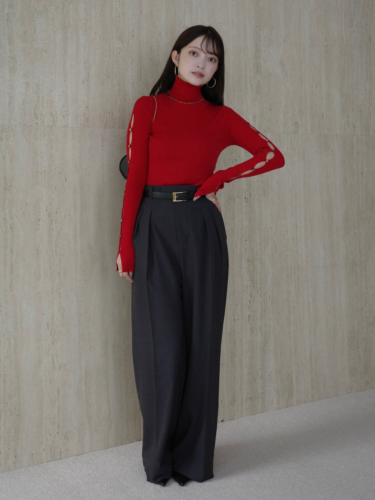 【お値下げ】anuans スラッシュリブニットトップス スラッシュリブニットトップス