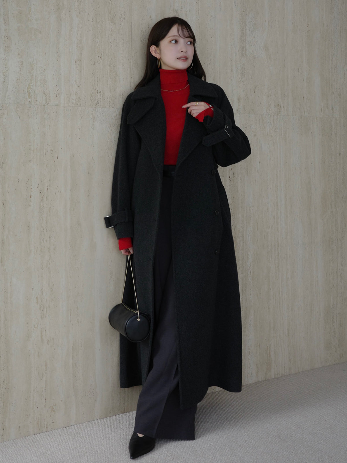 スラッシュリブニットトップス