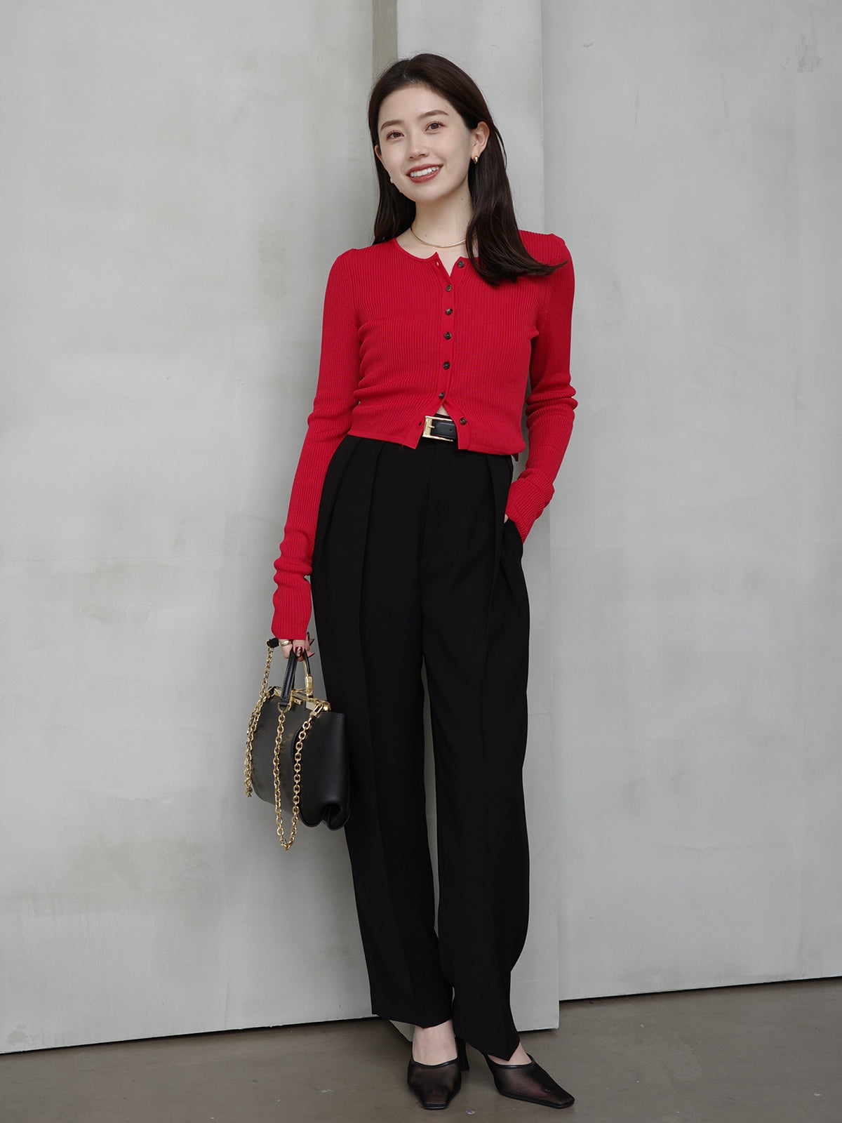 リュクスビスコースリブニットカーディガン