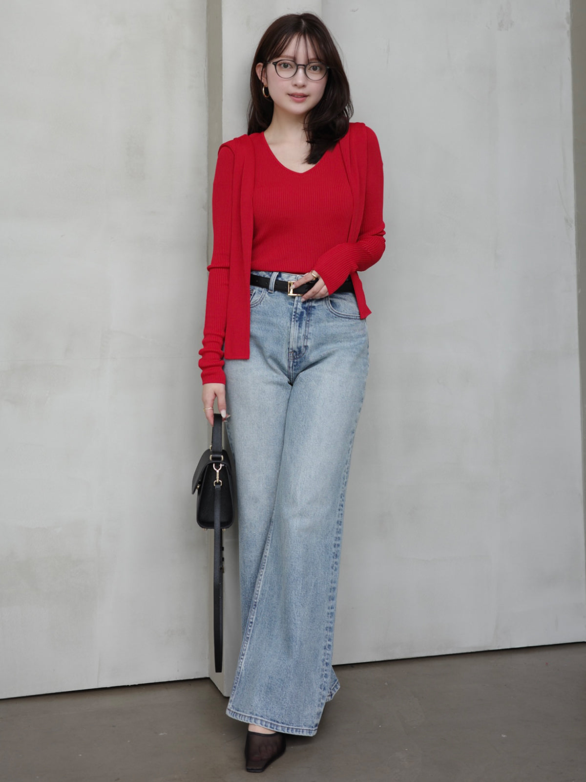 リュクスビスコースリブニットカーディガン