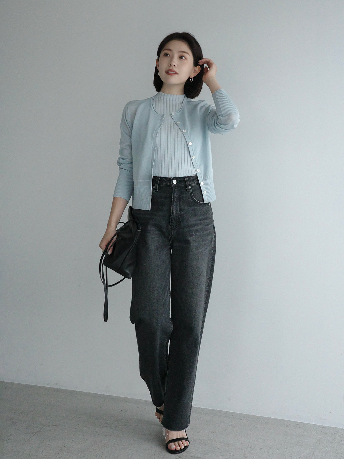 Mercerized Cotton Basic Knit Cardigan