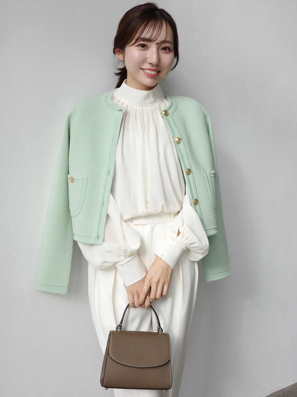 キュプラコットンボリュームブラウス