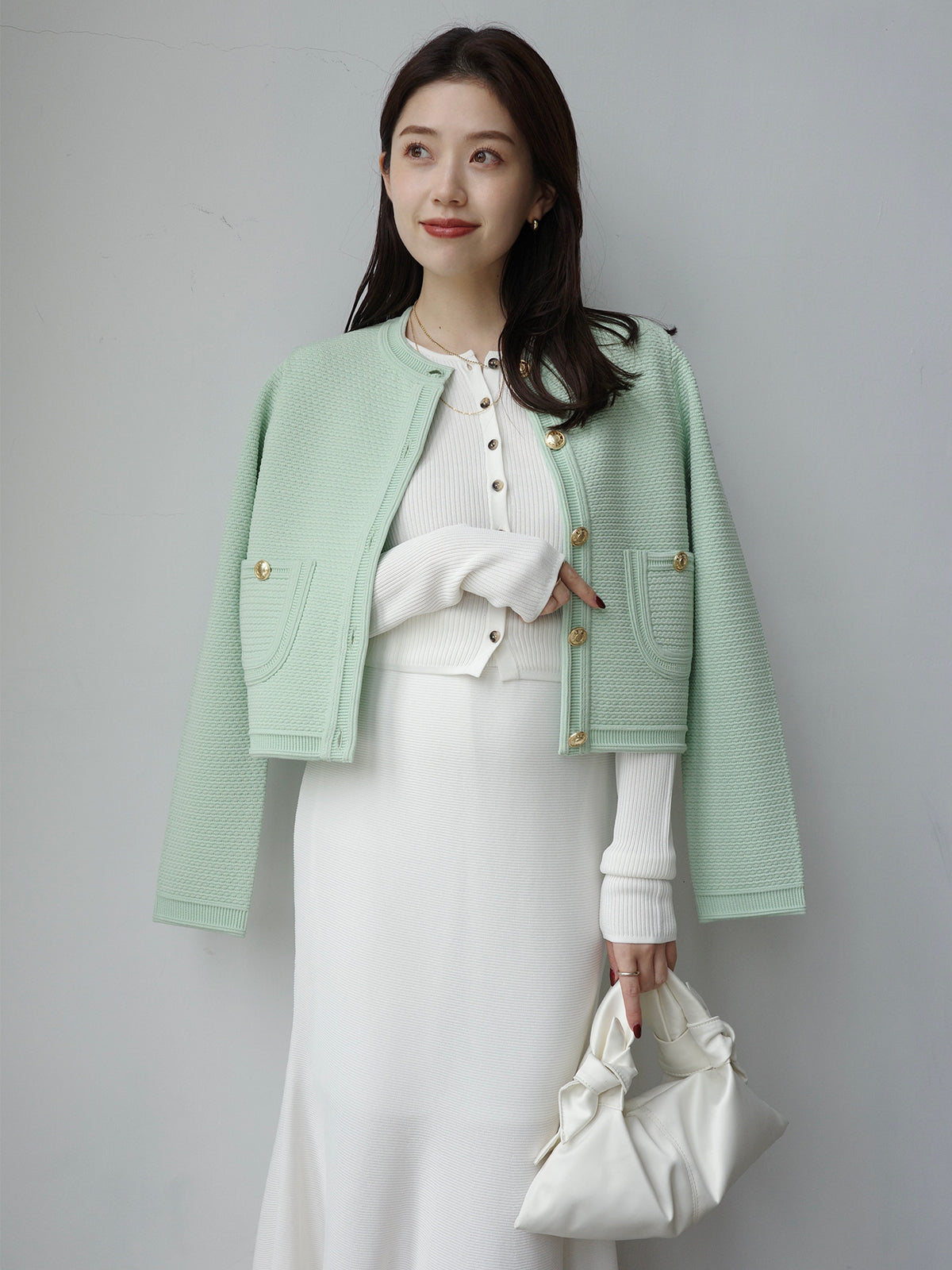 リュクスビスコースリブニットカーディガン