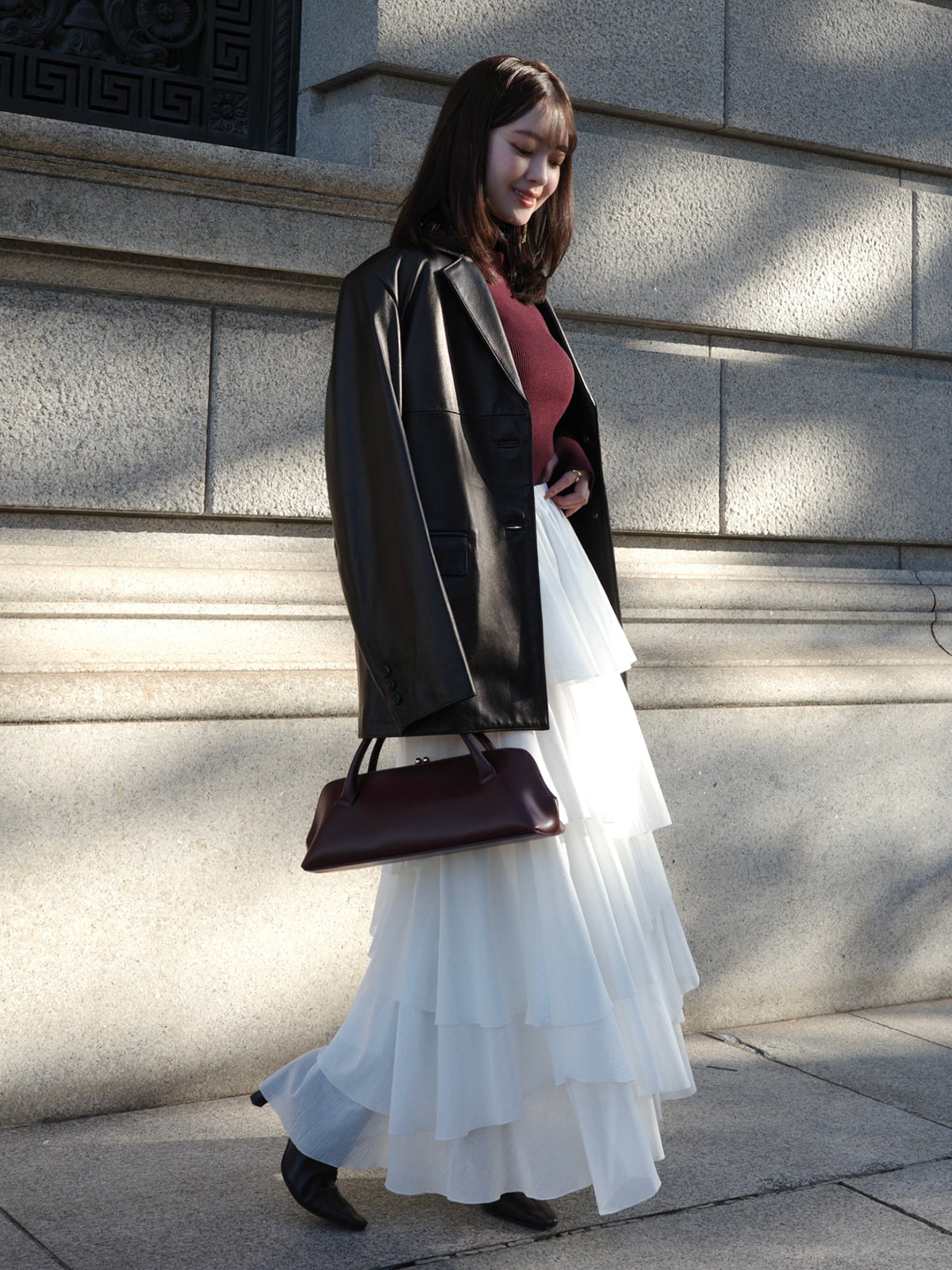 コットンクレープティアードスカート