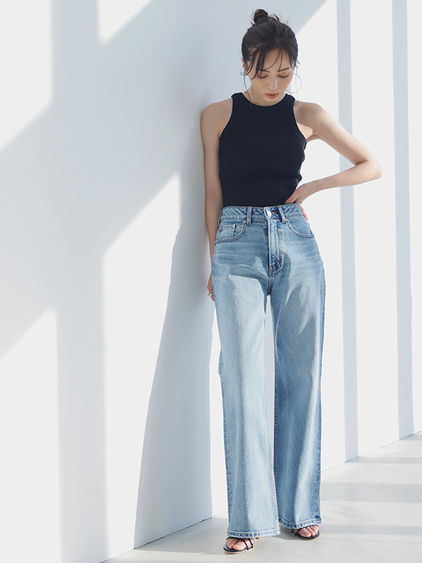 Wide leg denim(0 LIGHT BLUE): パンツanuans