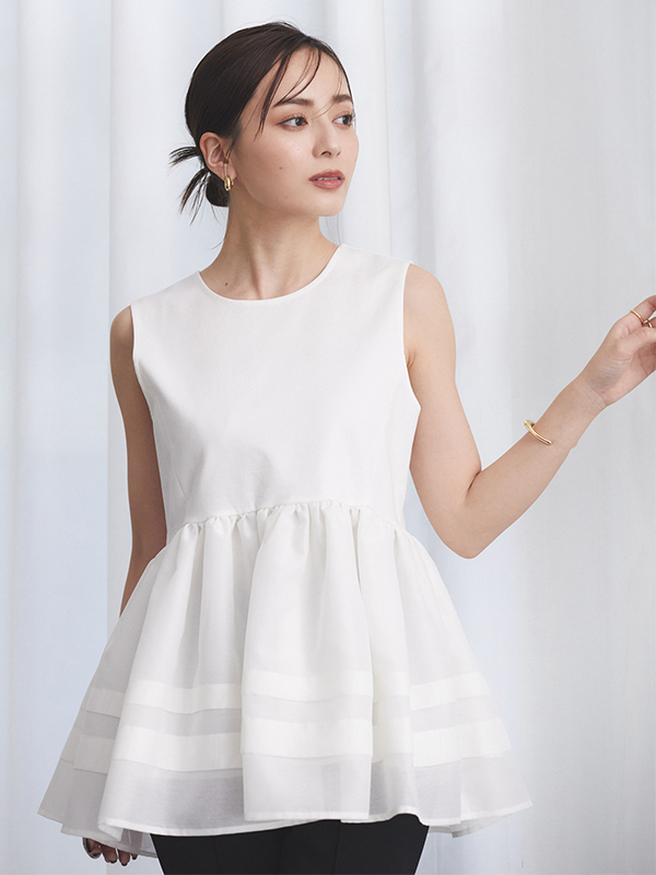 カットドッキングボリュームトップス(F WHITE): トップスanuans カットドッキングボリュームトップス(F WHITE): トップスanuans