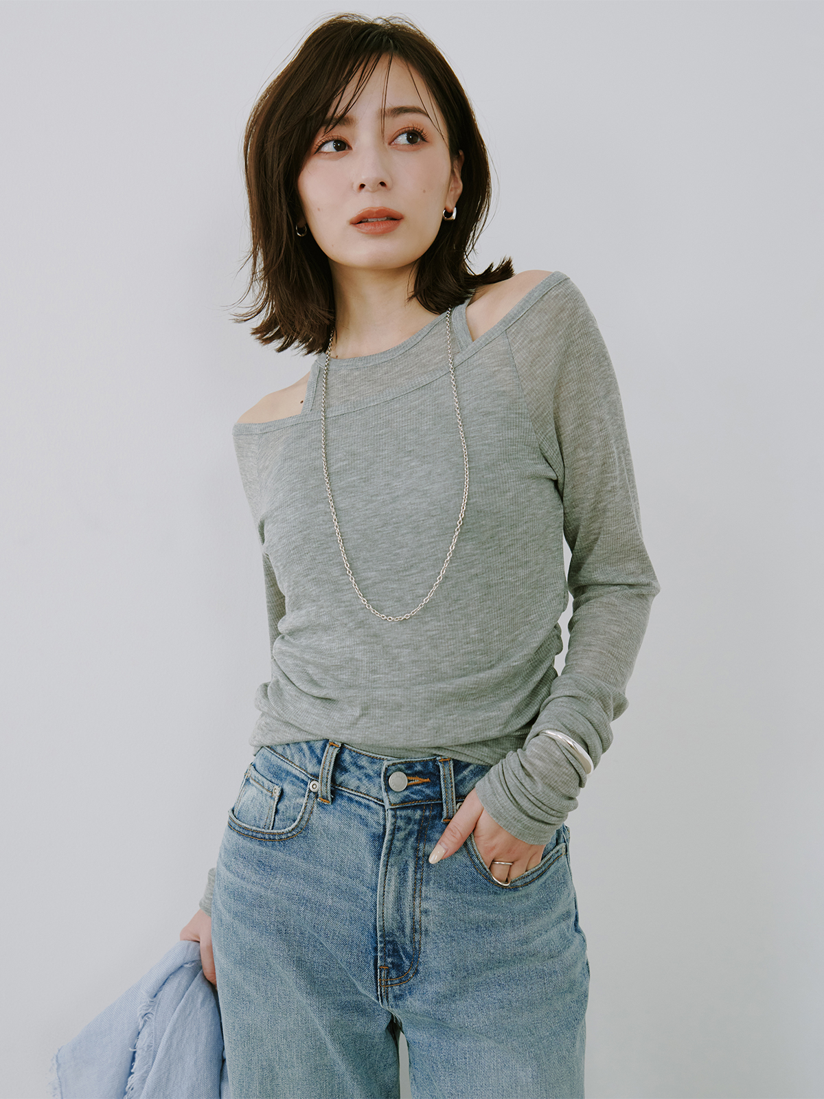 シアーテレコレイヤーカットトップス(F GREY): トップスanuans