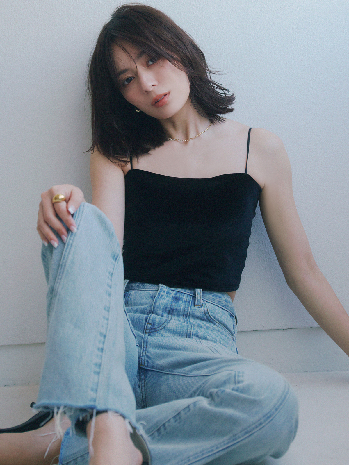 OUR WACOAL×anuans】カップインベロアショートキャミソール(M