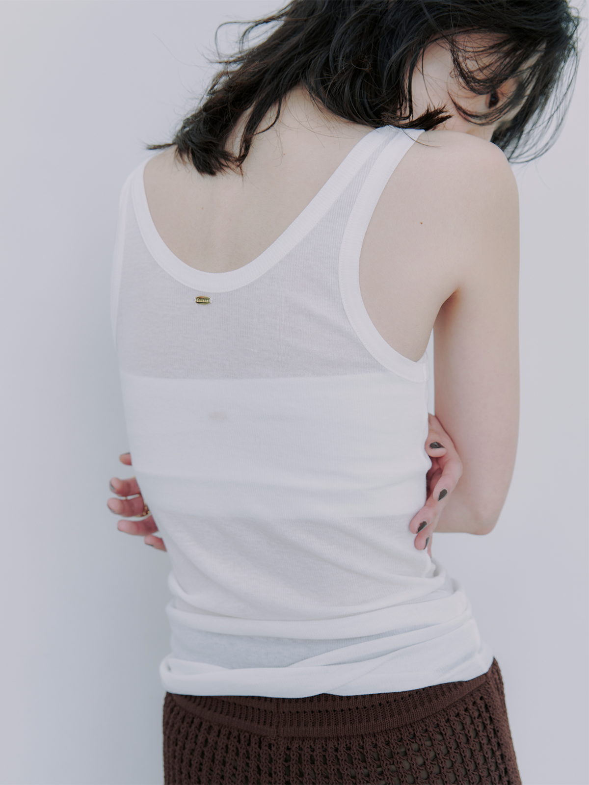 ご自宅用限定お買い得品 シアーテレコタンクトップ(F WHITE): トップスanuans トップス