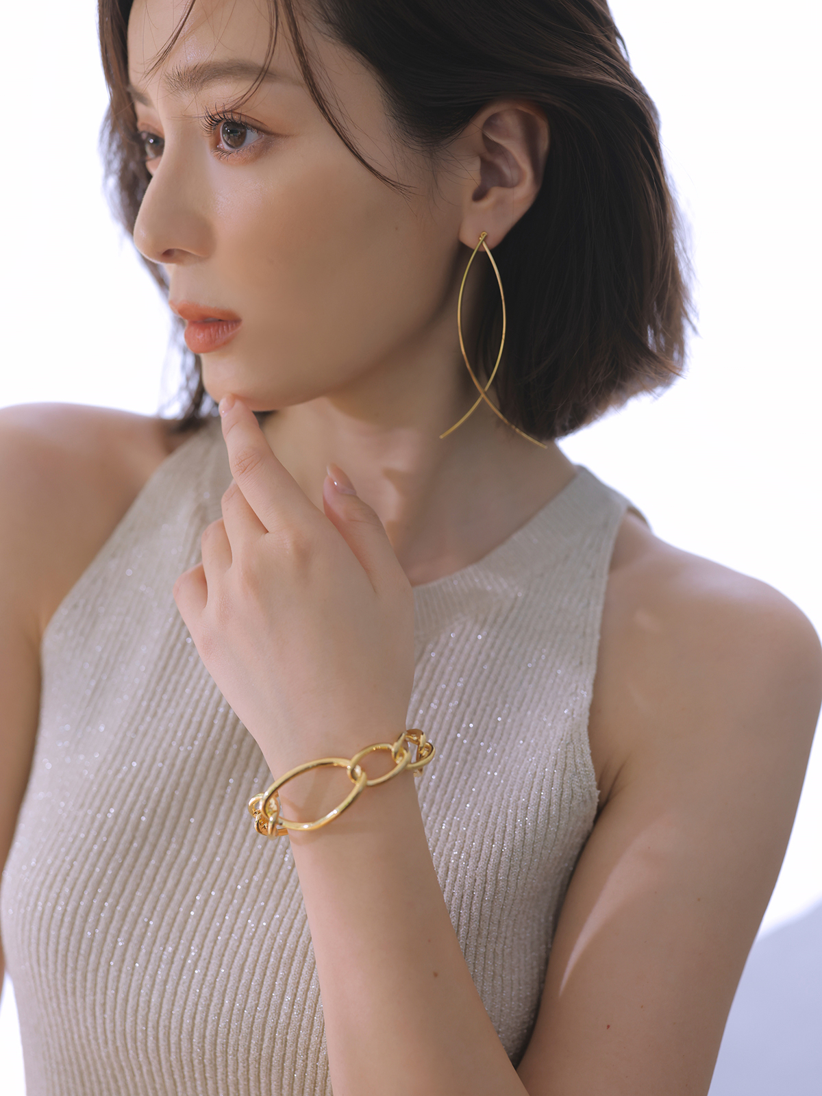 アメスリラメニットトップス(F LIGHT BEIGE): トップスanuans