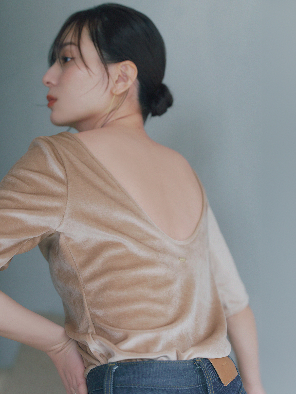 OUR WACOAL×anuans】カップインベロアトップス(M BEIGE