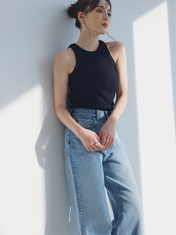 Wide leg denim(0 LIGHT BLUE): パンツanuans