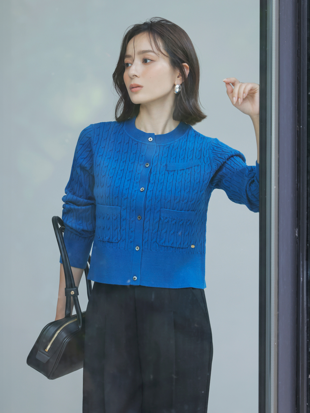 リトルケーブルニットカーディガン(F CHARCOAL GREY): トップス