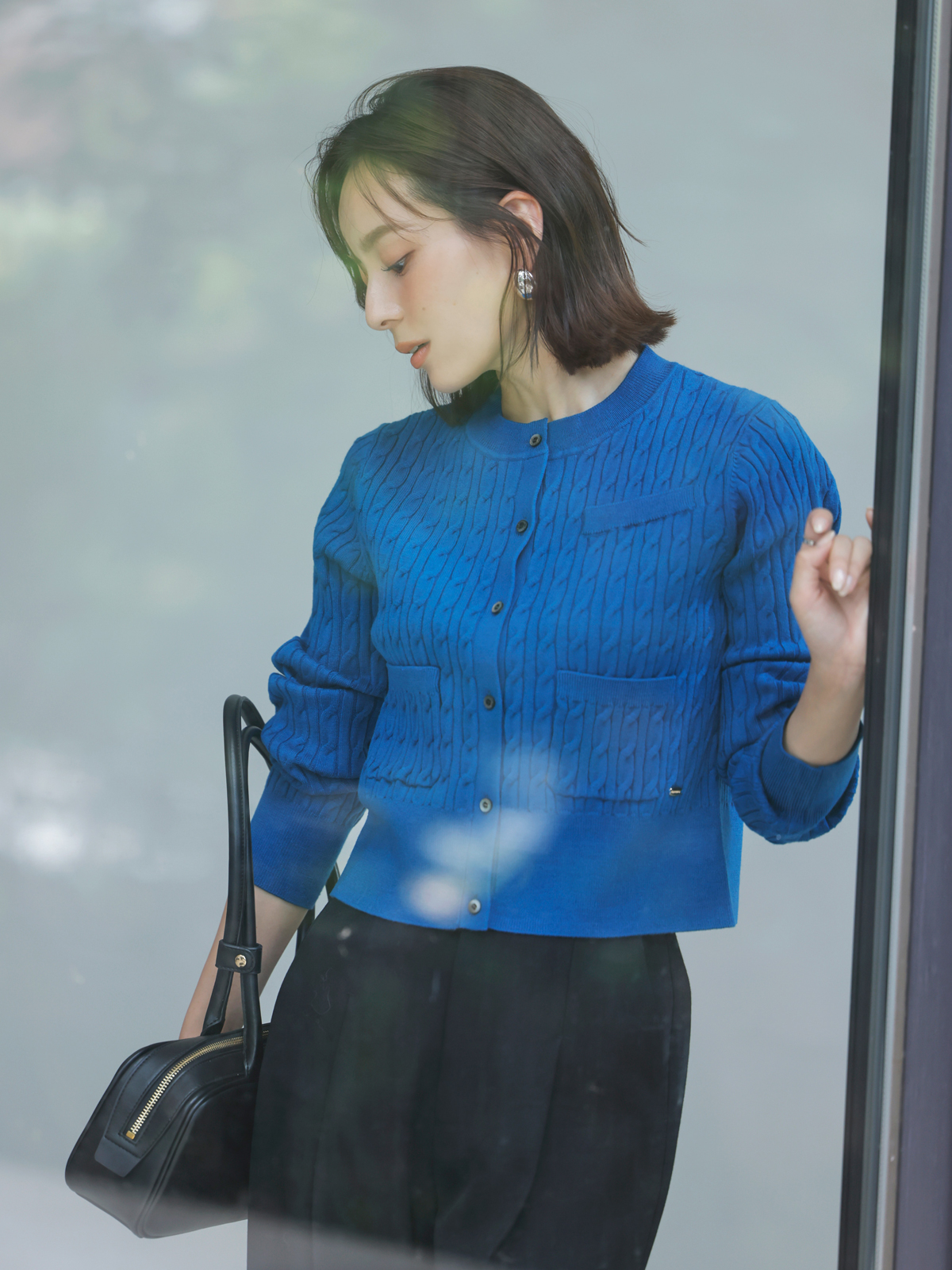 リトルケーブルニットカーディガン(F CHARCOAL GREY): トップス