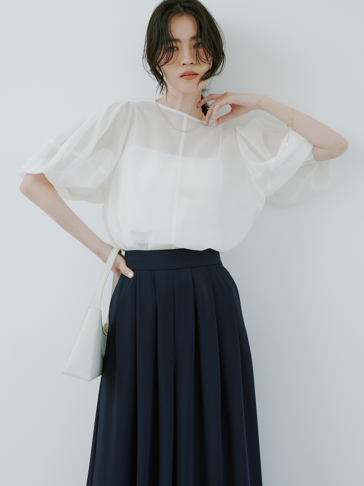 アニュアンス anuans スリーブリボンシアーブラウス （BEIGE