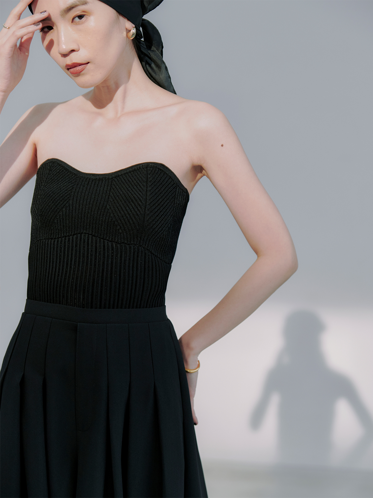 ニットビスチェオールインワン(S BLACK): ワンピースanuans
