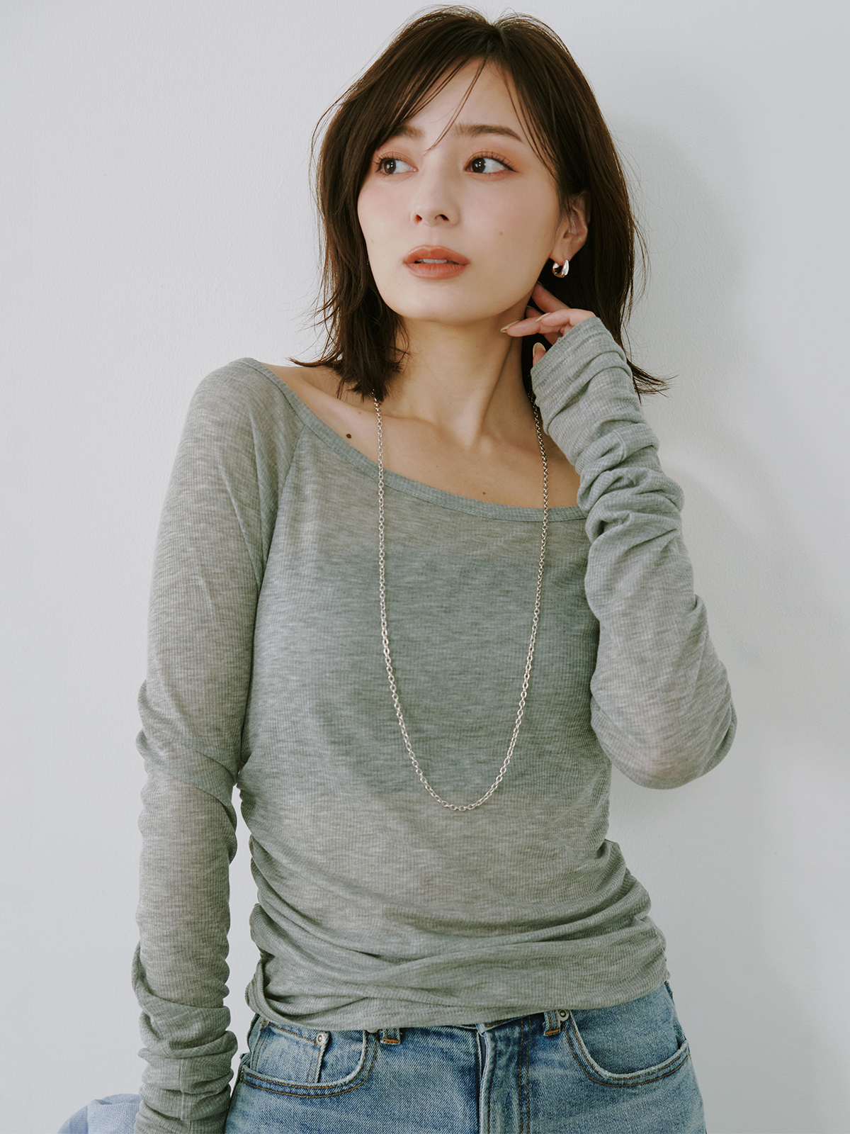 シアーテレコレイヤーカットトップス(F GREY): トップスanuans シアーテレコレイヤーカットトップス(F GREY): トップスanuans