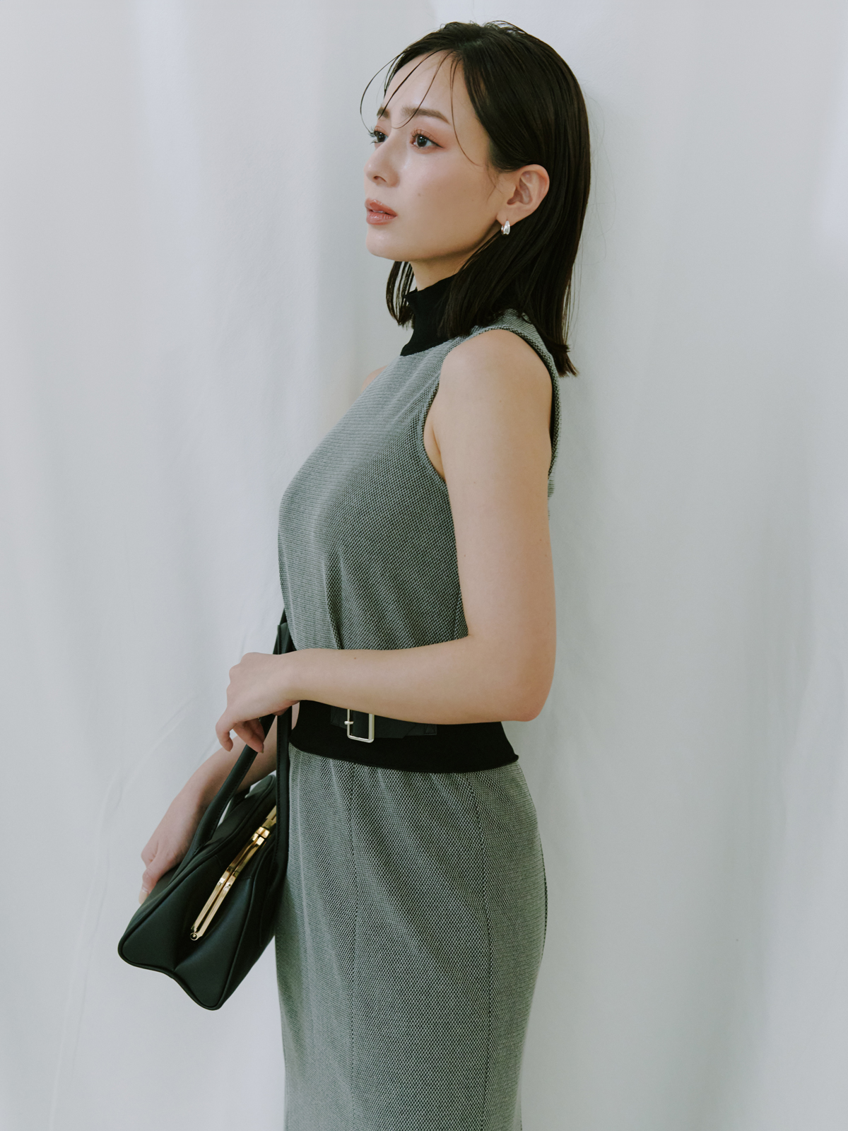 ニットドッキングクラシカルワンピース(S BLACK): ワンピースanuans