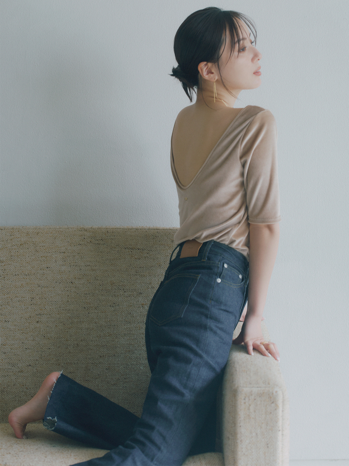 OUR WACOAL×anuans】カップインベロアトップス(M BEIGE