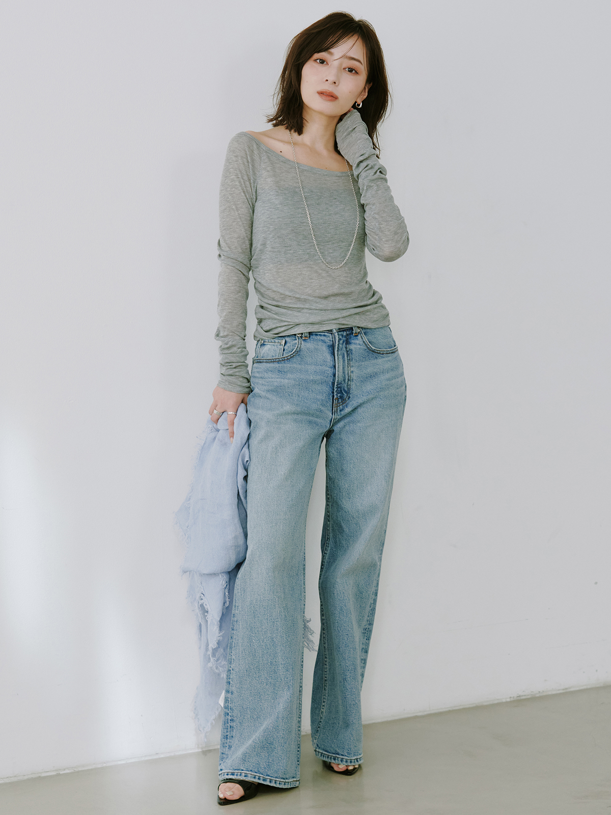 シアーテレコレイヤーカットトップス(F GREY): トップスanuans