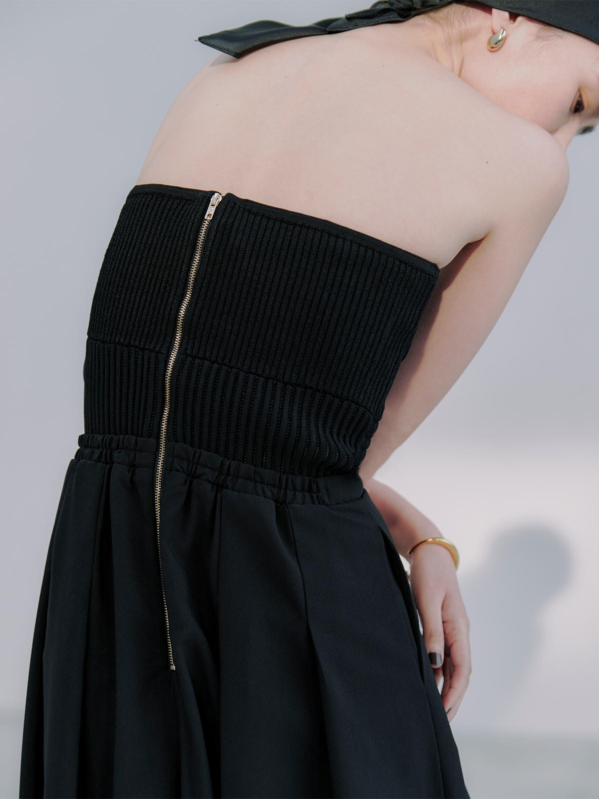 ニットビスチェオールインワン(S BLACK): ワンピースanuans