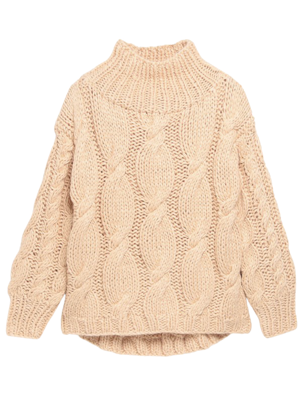 新品】High Neck Hand Cable Knit - ニット/セーター