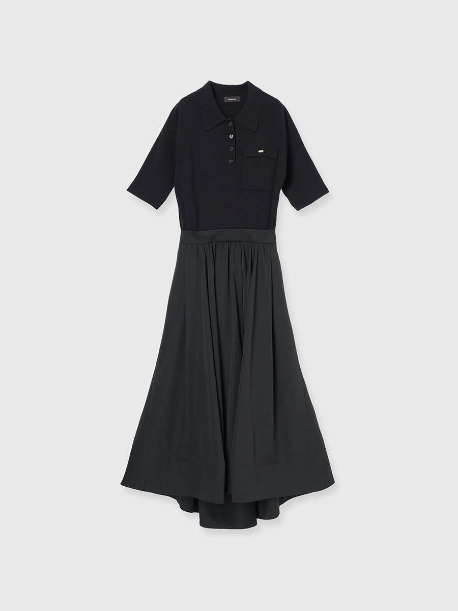 ポロニットドッキングワンピース(S NAVY/BEIGE): ワンピースanuans