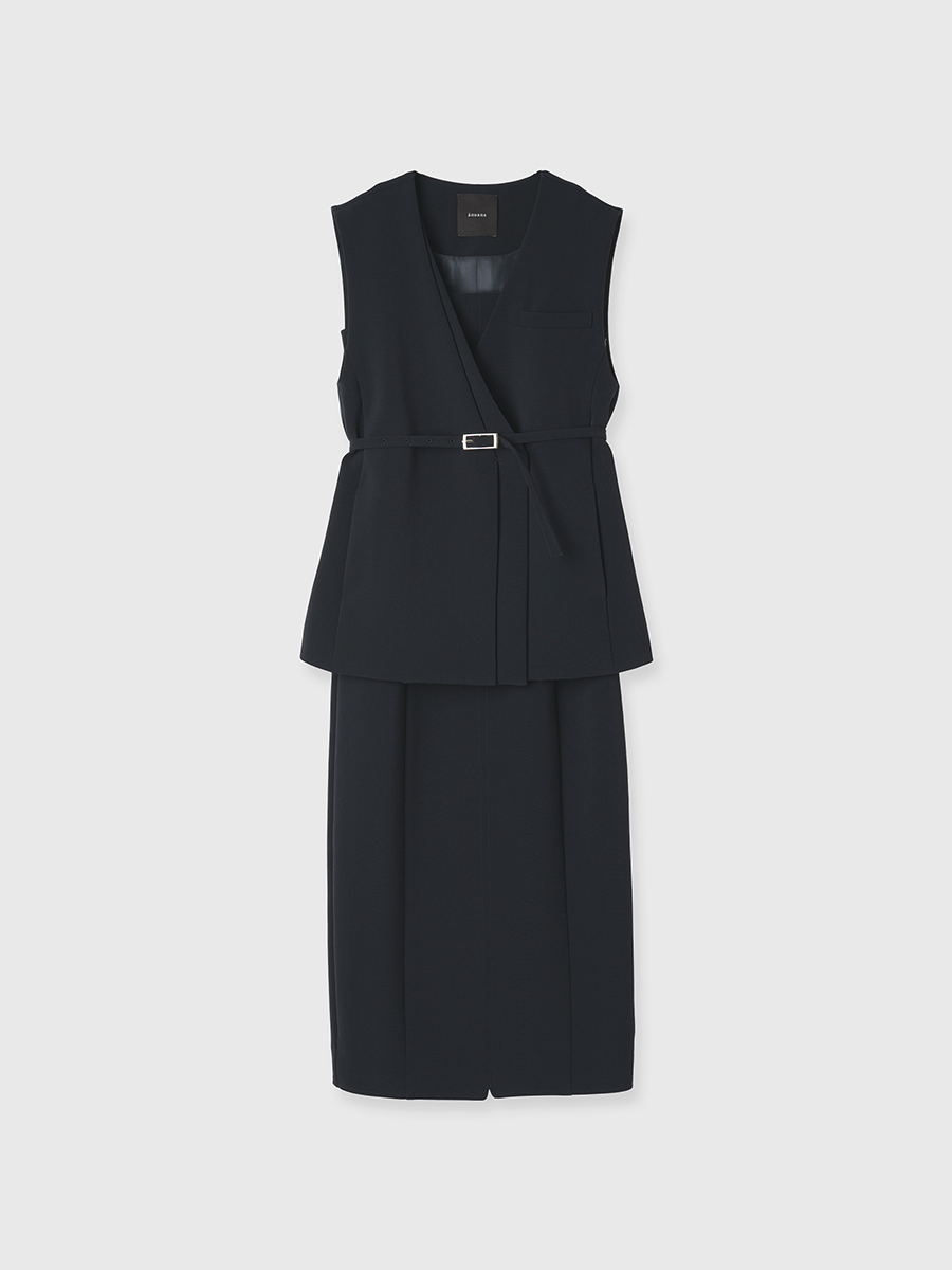 ダブルフロントジレセットワンピース(S ECRU): ワンピースanuans ダブルフロントジレセットワンピース(S ECRU): ワンピースanuans