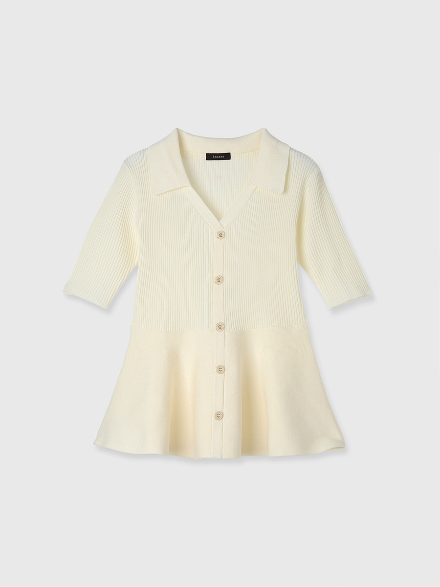 ペプラムニットトップス(F WHITE): トップスanuans