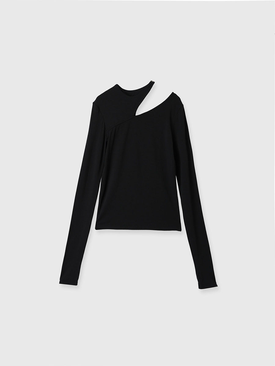 ベロアクロップドカットトップス(F BLACK): トップスanuans