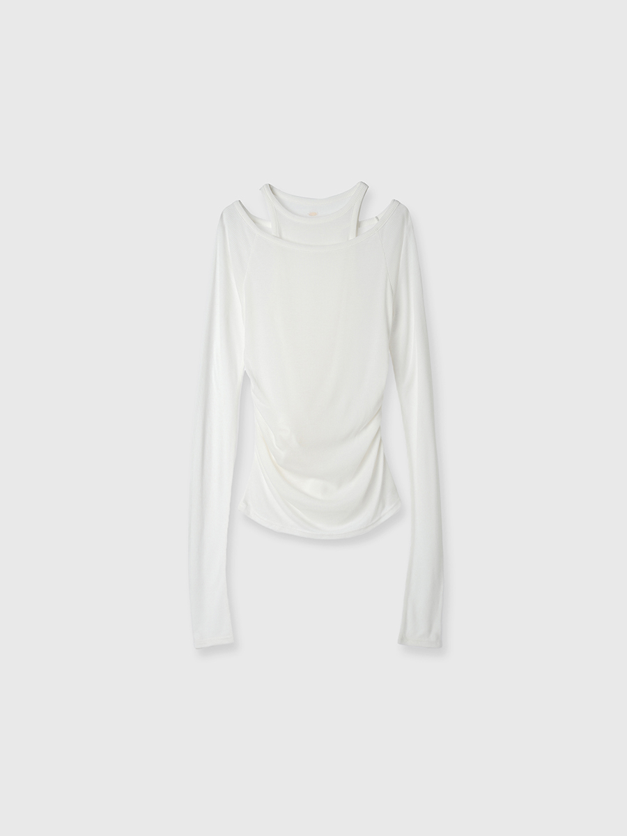 シアーテレコレイヤーカットトップス(F GREY): トップスanuans