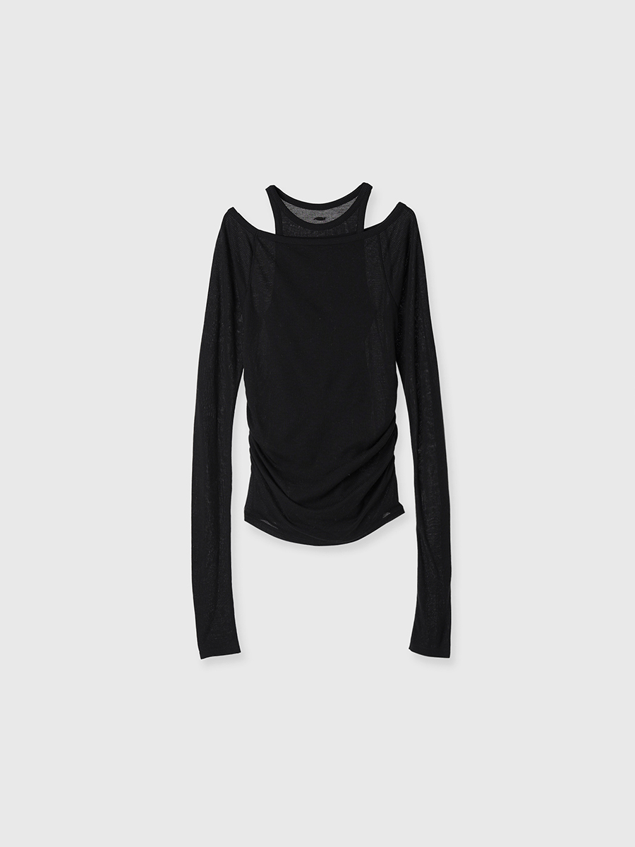 シアーテレコレイヤーカットトップス(F GREY): トップスanuans