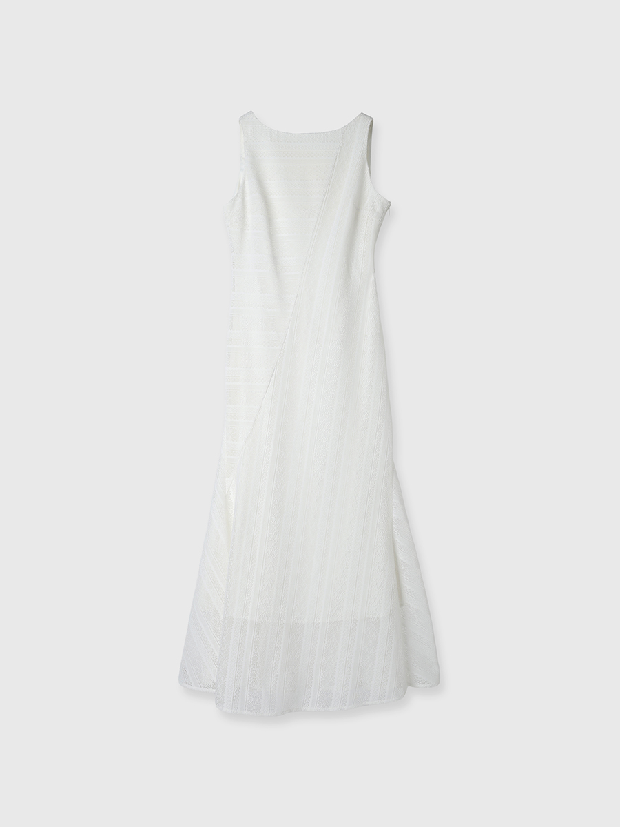 ジオメトリックレースパネルワンピース(S WHITE): ワンピースanuans