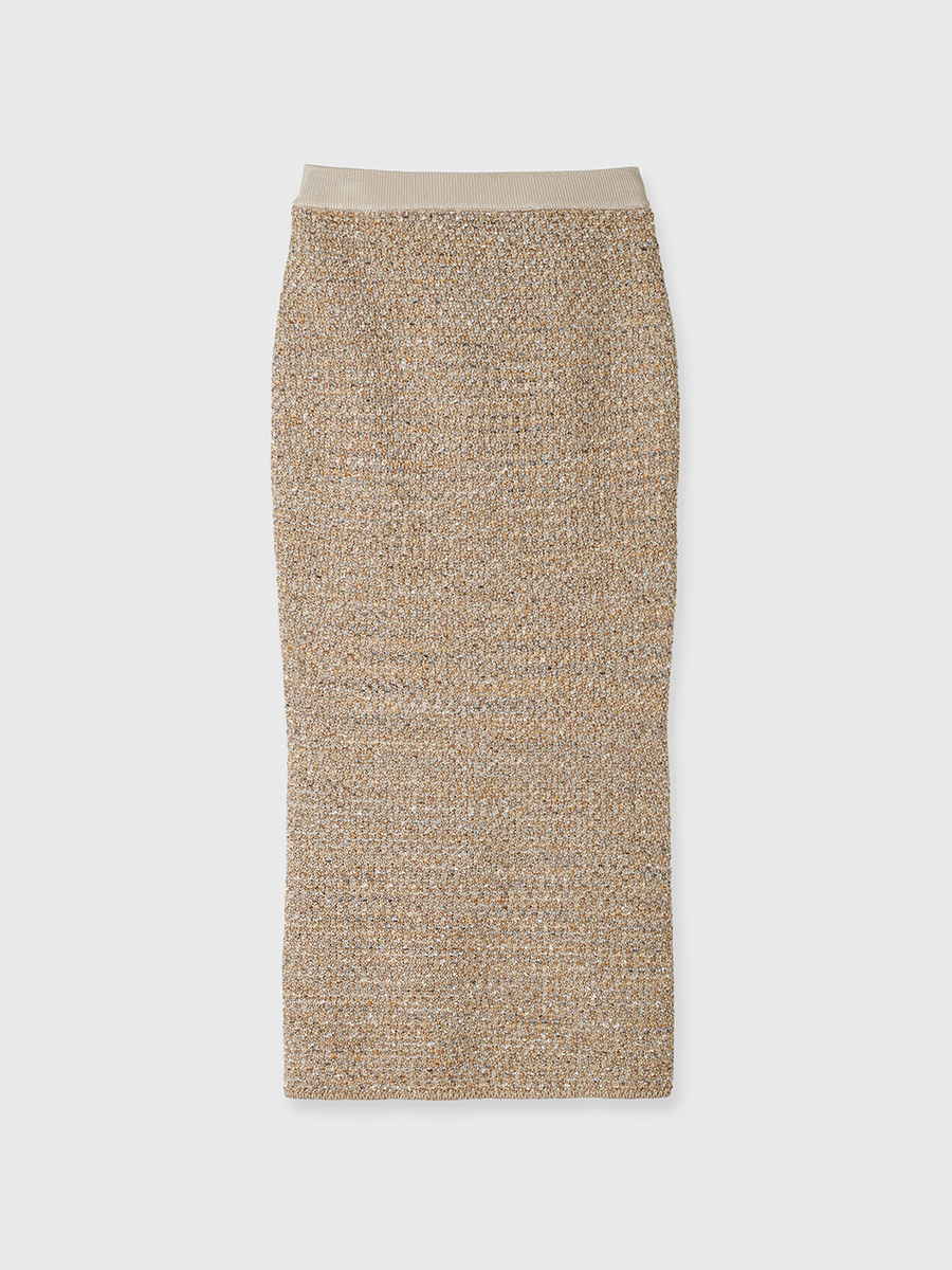 ニットツイードタイトスカート(S BEIGE): スカートanuans