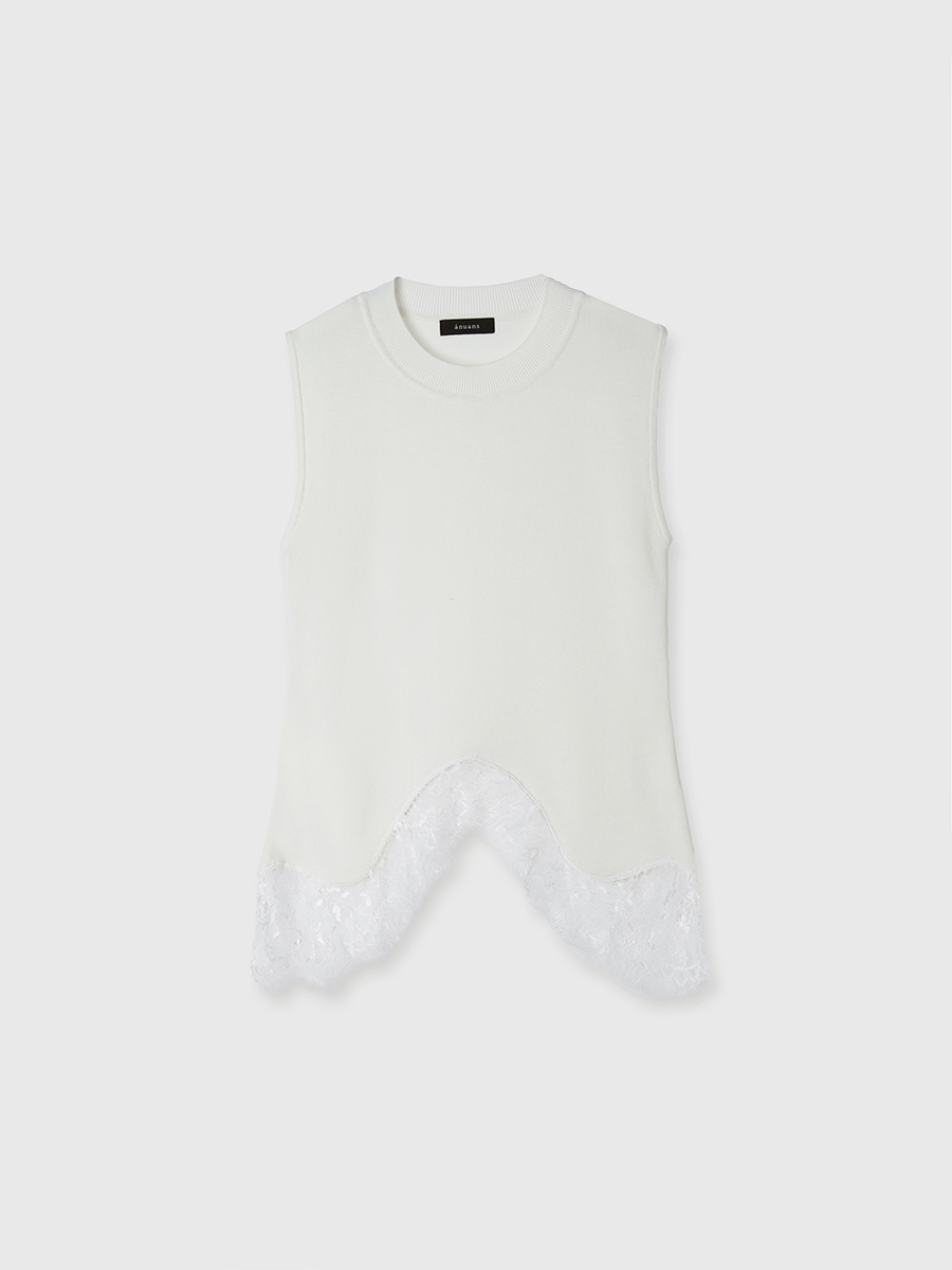 ペプラムニットトップス(F WHITE): トップスanuans