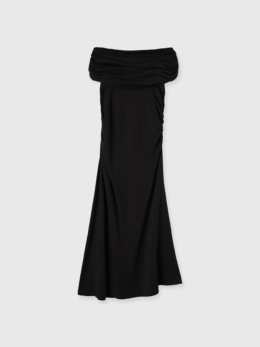 オフショルダーギャザーカットワンピース(S BLACK): ワンピース