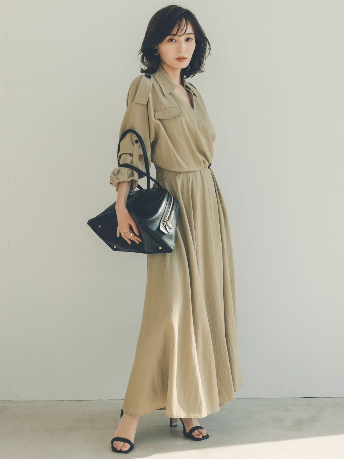 トレンチディテールワンピース(S BEIGE): ワンピースanuans