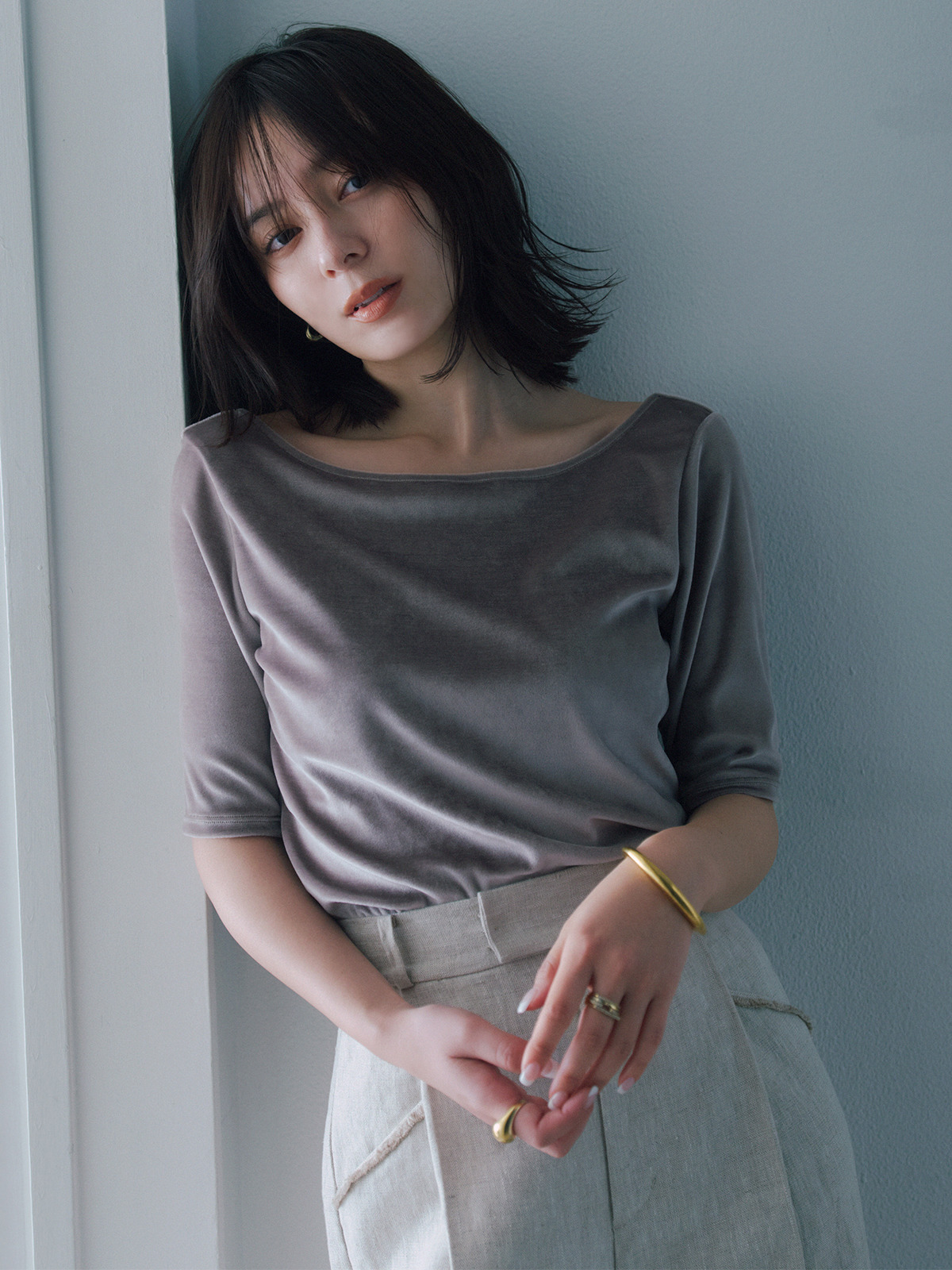 OUR WACOAL×anuans】カップインベロアトップス(M BEIGE
