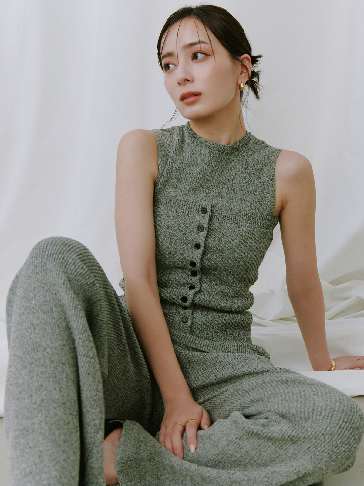 【激安】半額以下- 50%OFFの安い通販 リラックスニットパンツ(S GREY): パンツanuans トップス