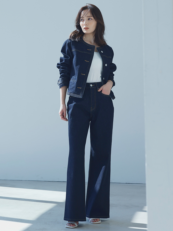 Wide leg denim(0 LIGHT BLUE): パンツanuans