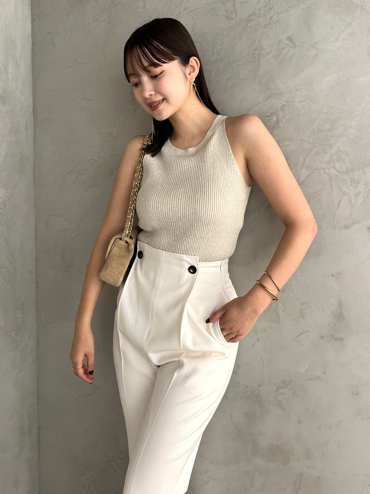 アメスリラメニットトップス(F LIGHT BEIGE): トップスanuans アメスリラメニットトップス(F LIGHT BEIGE): トップスanuans