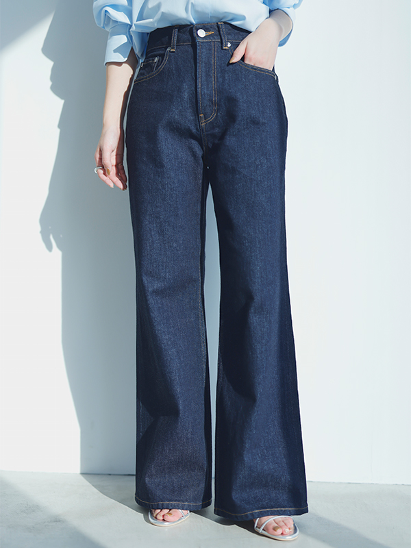 Wide leg denim(0 LIGHT BLUE): パンツanuans