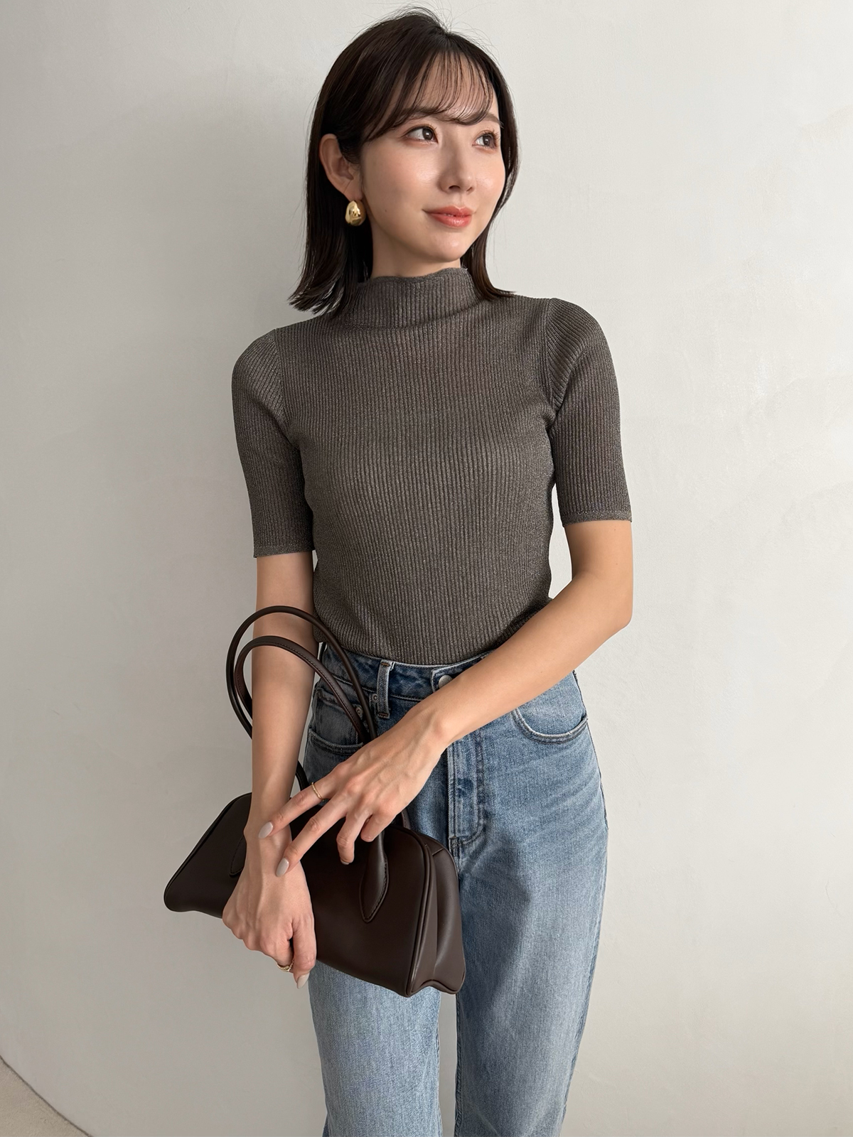 シアーラメリブニットトップス(F CHARCOAL): トップスanuans