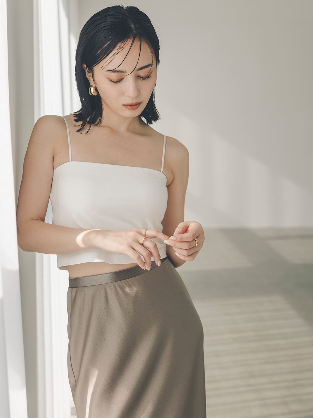 anuans ベアトップ　公式オンライン完売商品 シャンタンベアトップス(S BEIGE): トップスanuans