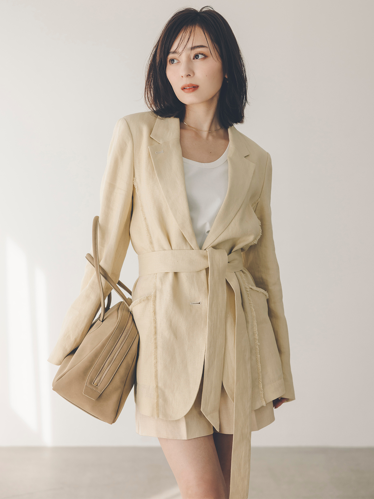 リネンボックスミニワンピース(S BEIGE): ワンピースanuans