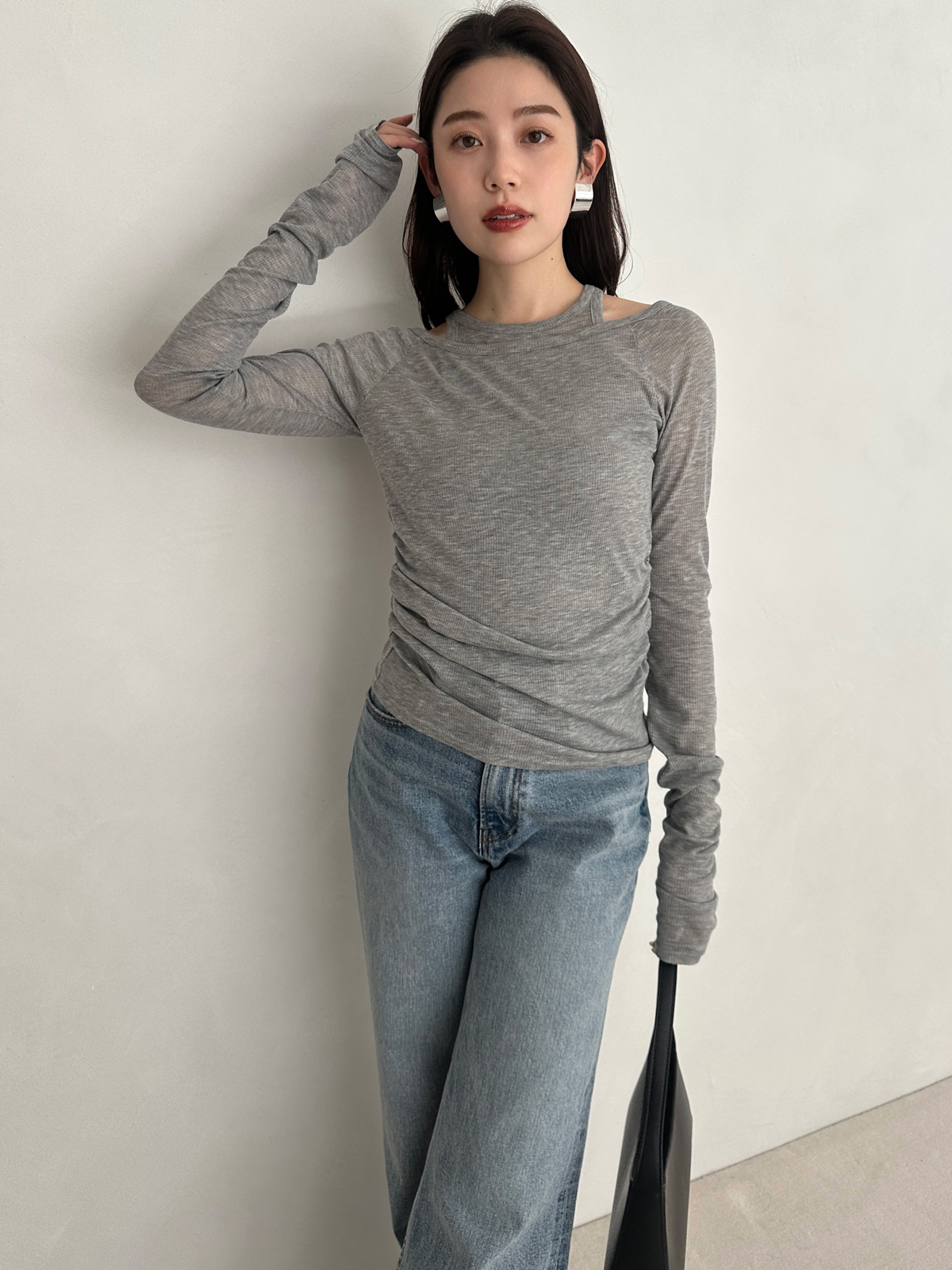 シアーテレコレイヤーカットトップス(F GREY): トップスanuans