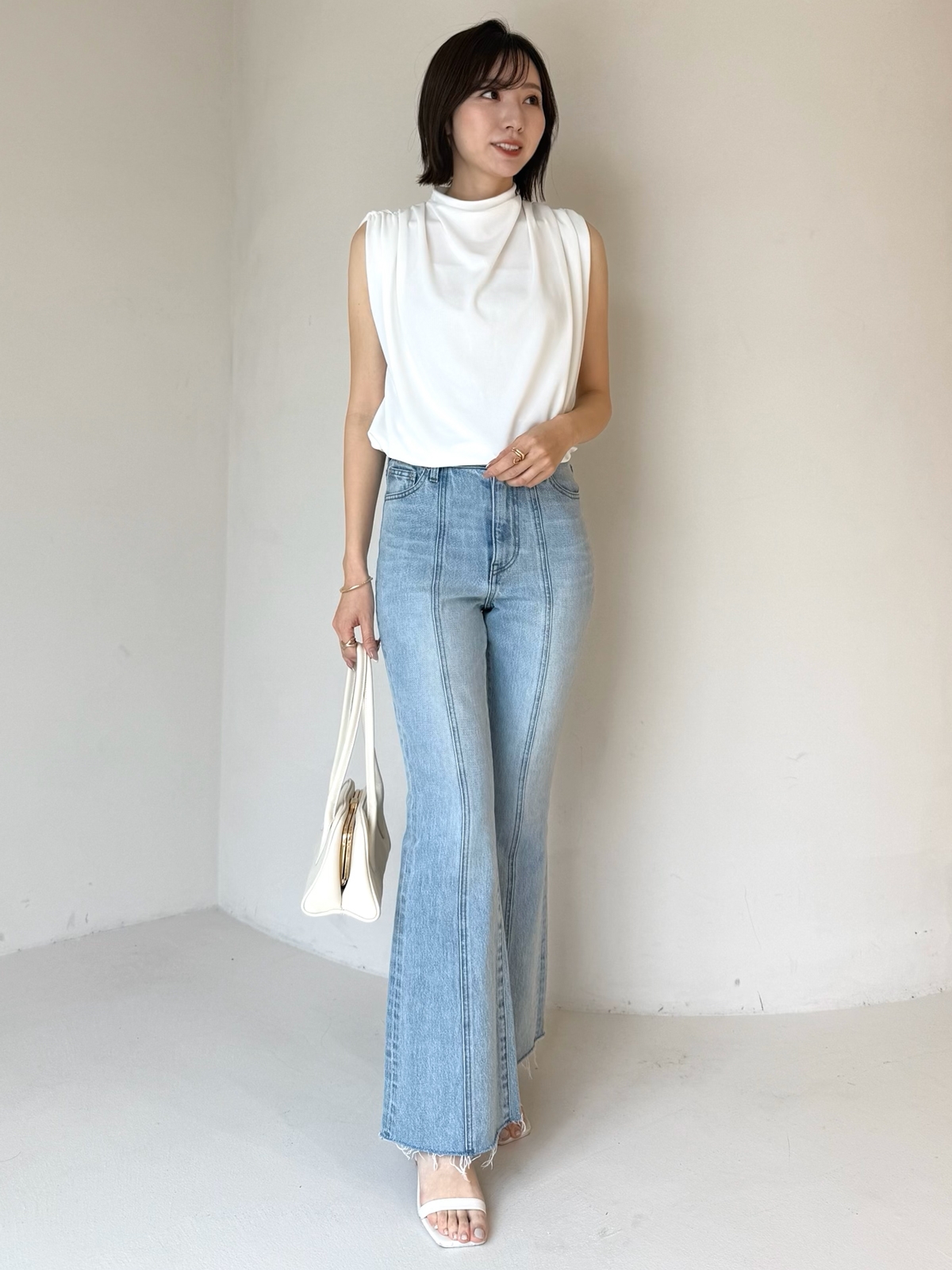 ギャザードレープカットトップス(F IVORY): トップスanuans