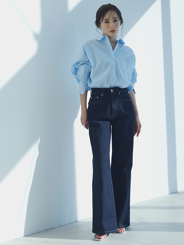 Wide leg denim(0 LIGHT BLUE): パンツanuans